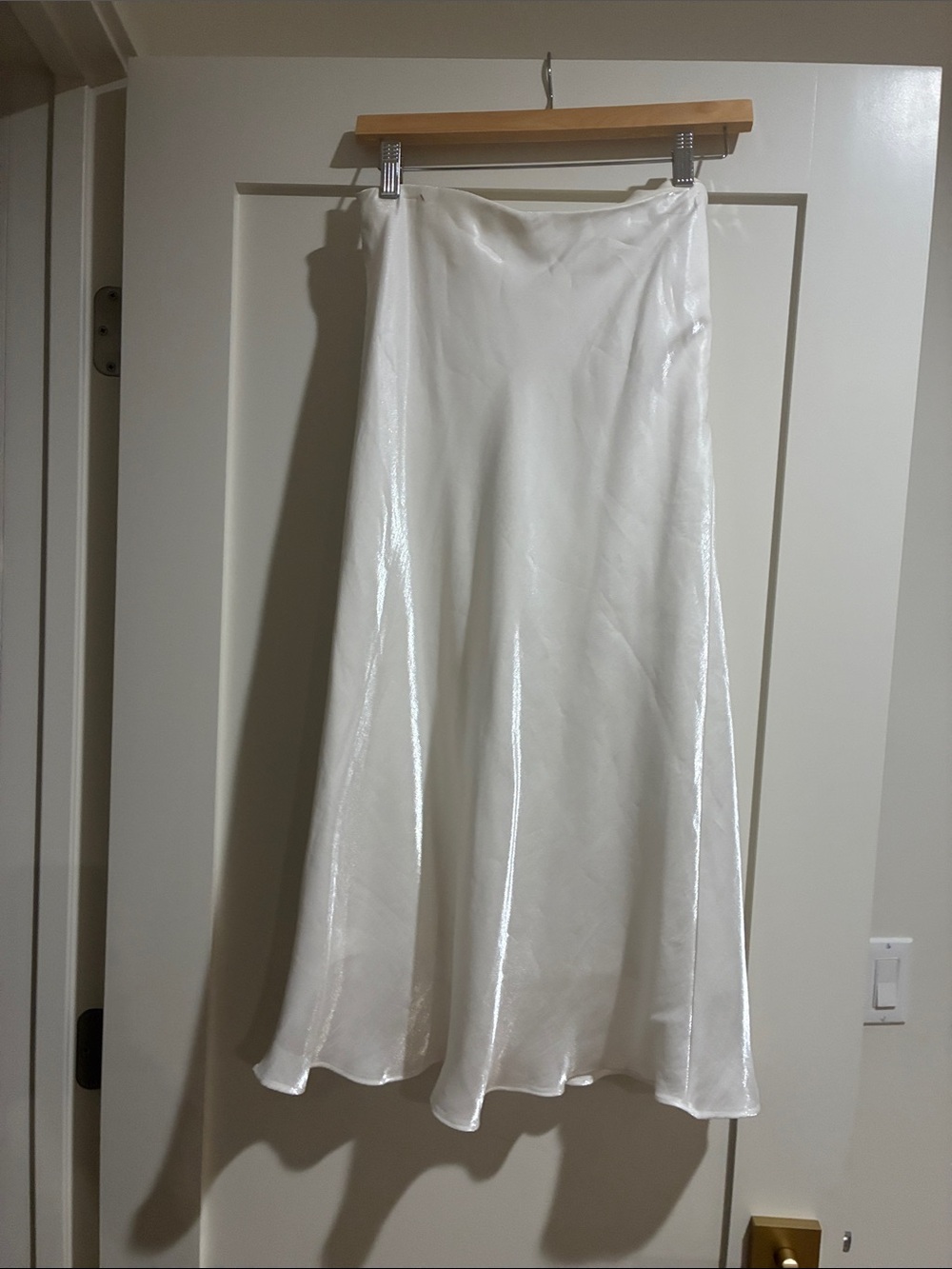 Satin A-Line Maxi Skirt - White a bit of shimmer size S